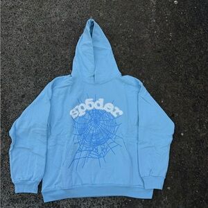 SIZE LARGE 🕸️SP5DER HOODIE - SKY BLUE - BRAND NEW 🕸️AUTHENTIC ✅ SPIDER HOODIE